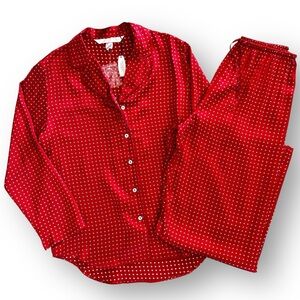 NWT Vintage Victoria’s Secret Red Floral Silk Pajama Set